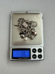 Vintage 925 Sterling Silver 14 Charms Bracelet Lobster Clasp See Pics 36g B8