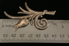 Sterling Silver Tulip Flower Ribbon Brooch Pin 2 3/4” Long x 1 3/4” Wide 6.7g