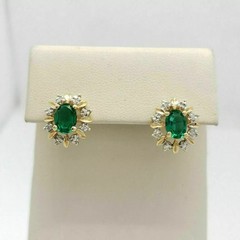 Oval Cut Lab Created Diamond Engagement Woman’s Earring 14K Yellow Gold Finish
