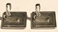 Black & Silver Enamel Retro Geometric Clip-On Earrings Square Vintage