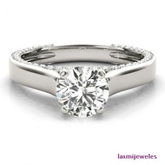 1.50 Ct Round Cut Lab-Created Diamond Ring Hidden Halo 14K White Gold Finish