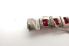 Art Deco Vintage Diamonbar Sterling Silver Channel Set Bracelet Red Openback