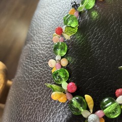 VINTAGE Fruit Salad Glass Bead Necklace 18 In. Barrel Clasp NICE