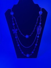 Vintage Multi strand Beaded Statement Necklace Acrylic Butterfly Accent READ