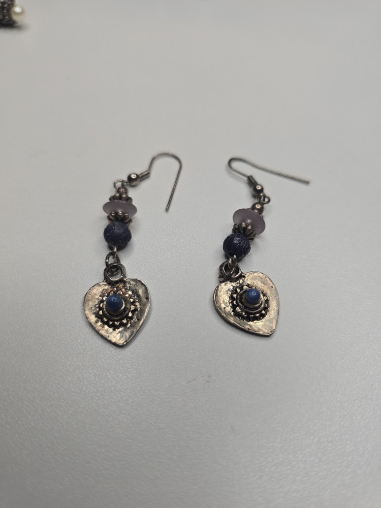 antique-style sterling silver heart Dangle earrings Women’s Jewelery