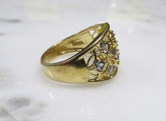 Ross Simons GP Sterling Silver Dome Ring w/ Unknown Stones ~ 6.4g ~ 4-C328