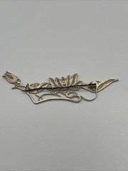 Hand Made EUROPEAN Filigree Brooch 4 in. Silver Lotus Floral