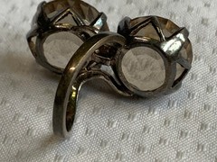 Vtg Ring Size 5.25 Band Costume Jewelry Round Smoky Quartz Look Stones *READ*