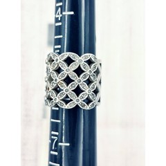 Womens vintage sterling silver ring wide band 5.25 – 5.75 elegant diamond design