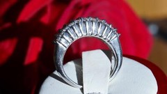 14k white gold ring 1.00ct natural diamond sz 5 wedding band vintage 7.10g N3676