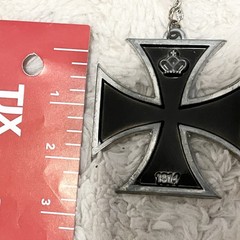 1914 IRON CROSS PENDANT NECKLACE, MARKED JAPAN, WWI STYLE, BIKER Vtg Oversized