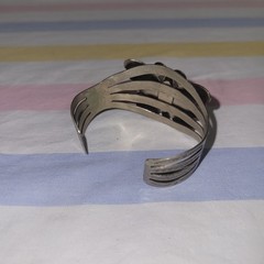 VINTAGE Bell Trading Post Nickel Silver Turquoise Butterfly 6 3/4″ Cuff Bracelet