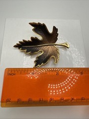 Vintage Estate Gold Tone Enamel Maple Leaf Pin Brooch Fall & Autumn Jewelry