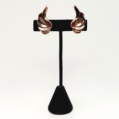 Modernist Copper Wings Climber Style Clip On Earrings Artisan Style Unsigned