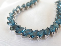Sterling Silver 925 Natural Heated London Blue Topaz Tennis Bracelet 7.5″