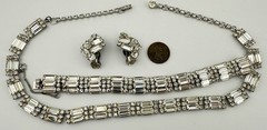 WEISS RARE SILVERTONE RHINESTONE EARRINGS BRACELET & NECKLACE PLEASE READ 162B