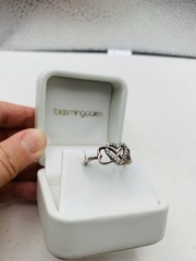 Vintage Sterling Silver Crystal Triple Interlocking Open Heart Love Size 7 Ring