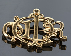 Vintage Christian Dior CD Logo Brooch Gold Tone Germany 2.5X2.25 in
