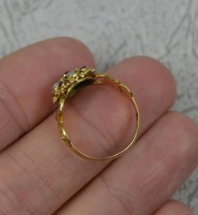 Victorian 18ct 18k Gold Almandine Garnet Pearl Cluster Ring Sz 5.5 Hallmark 1867