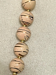 Vintage Peach and Gold Beaded Necklace