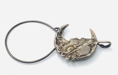 Vintage Art Nouveau Sterling Silver Charm Holder with Girl in the Moon Y2