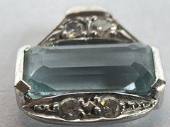 Vintage Art Deco White Gold Aquamarine and Diamond Pendant