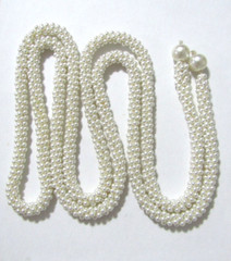 Faux Pearl Woven Flapper Necklace or Belt 10mm*62 inch