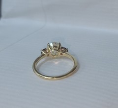 14K Yellow Gold Engagement Three Stone Ring 1.64CT.Natural Round Cut Diamond