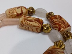 OOAK Rose Quartz Natural Stone Artisan 18″ Mix Necklace Semiprecious Harvest