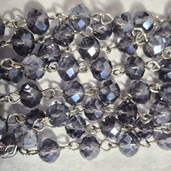 Amethyst Violet Round Faceted Crystal Glass Chain Linked 28 Inch Necklace