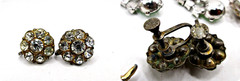 10 Pairs Vintage Fx Turquoise Rhinestone Crystal Screw Back Earrings Lot 925