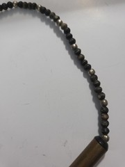 Vtg. Brass, Copper? Wood Beads Tribal Necklace, Large Round Disks