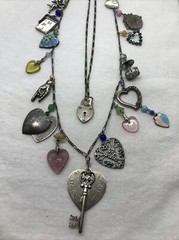Vintage Glass Works Studio Glass & Silver Charms in Multi Colors Necklace 12