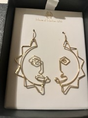 Pair of House of Harlow 1960 Modernist Gold-tone Pierced Earrings New In Box Sun