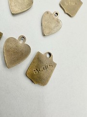 Antique Old VTG 14 Personalized Charms Brass? Mixed Metal Enamel Pendants Read