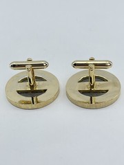 Vintage Buffalo Nickel mens cufflinks five cents gold tone textured and polished