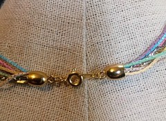 Vintage Enameled Multi Color 8 Strand 18″ Necklace Pastel And Gold Tone