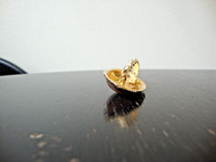 VTG HANDMADE NATURAL LACQUERED SEASHELL GOLD PLATED HINGED DRESS/SCARF CLIP