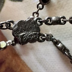 Vintage TARA Aurora Borealis Crystal Festoon Necklace Smoky Drops Gunmetal Chain