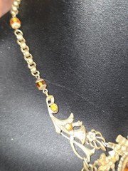 Eloquent Baroque Vintage Necklace with Orange Topaz Crystal, Gothic Statement