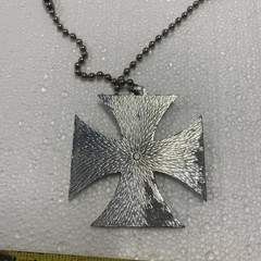 Vintage 1960s-70s Iron Cross Pendant 1914 Replica With Chain Made In Japan