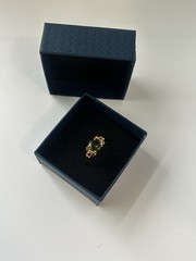 Vintage Green Cubic Zirconia Ring Gold Plated Womens Size 9