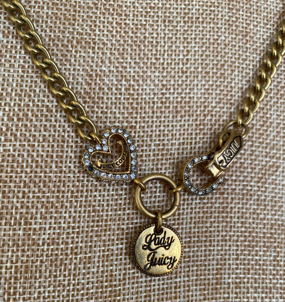 Lady Juicy Necklace Vintage Y2K 15″ Gold Choker Chain Love Luck Couture