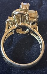Vintage 18K HGE Size 8 Cocktail Ring with Three Fire Opals With Diamonds Sz 6.5