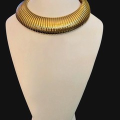 Vintage Gold Tone Tubogas Omega Collar Statement Necklace 18” Bold 148.4g