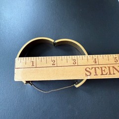 Vintage Brass Hinged Bangle Bracelet Safety Chain 2.5″ Diameter