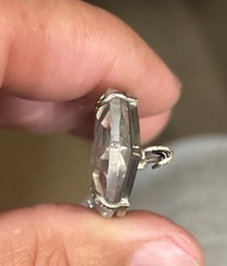 Vintage Pair Of Deco Czech? Clear Crystal Pin Brooch Silver Tone