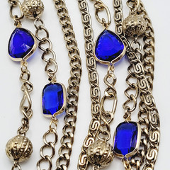 Maximalist Waterfall Gold Tone Multi Chain Beaded Station Vintage Necklace Korea