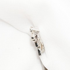 14K Solid White Gold Letter Z Initial Diamond Pendant Necklace, 11 Diamonds