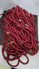 Very unique shape 7-8mm venetian white heart trade beads long strand